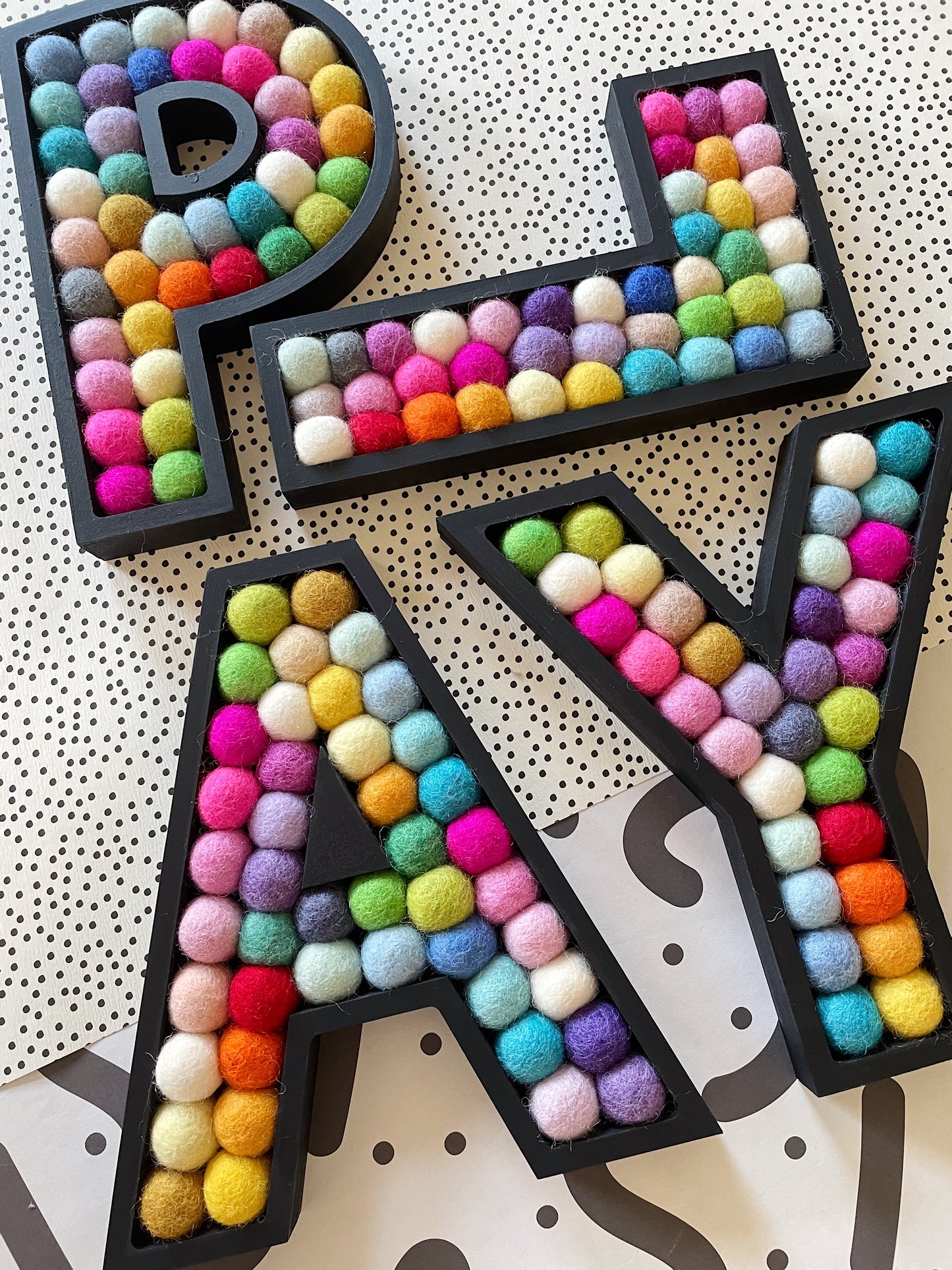 4 Letter Pom Pom Word - LOVE, PLAY, HOME - 20cm Letters