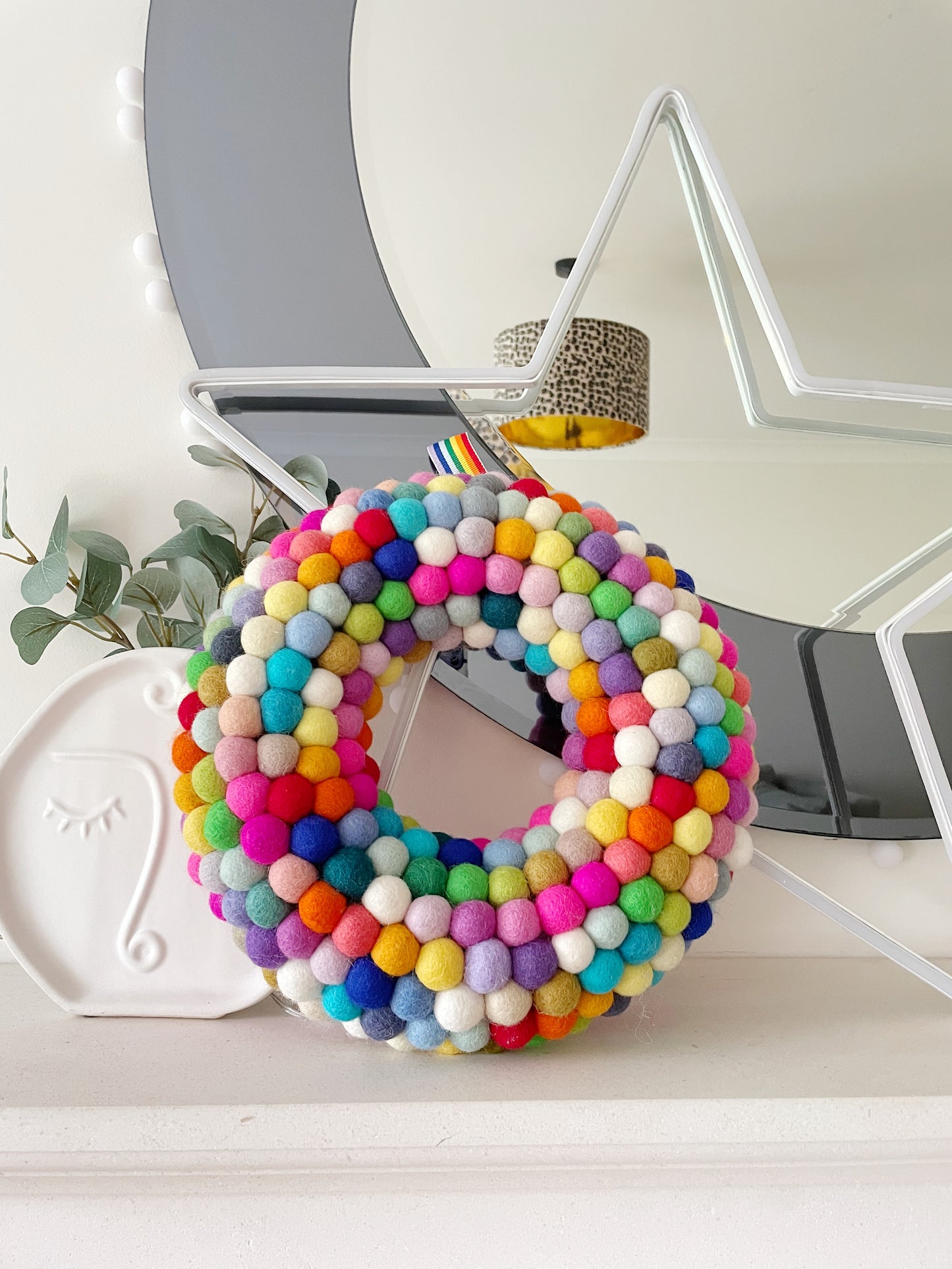 Rainbow Pom Pom Wreath