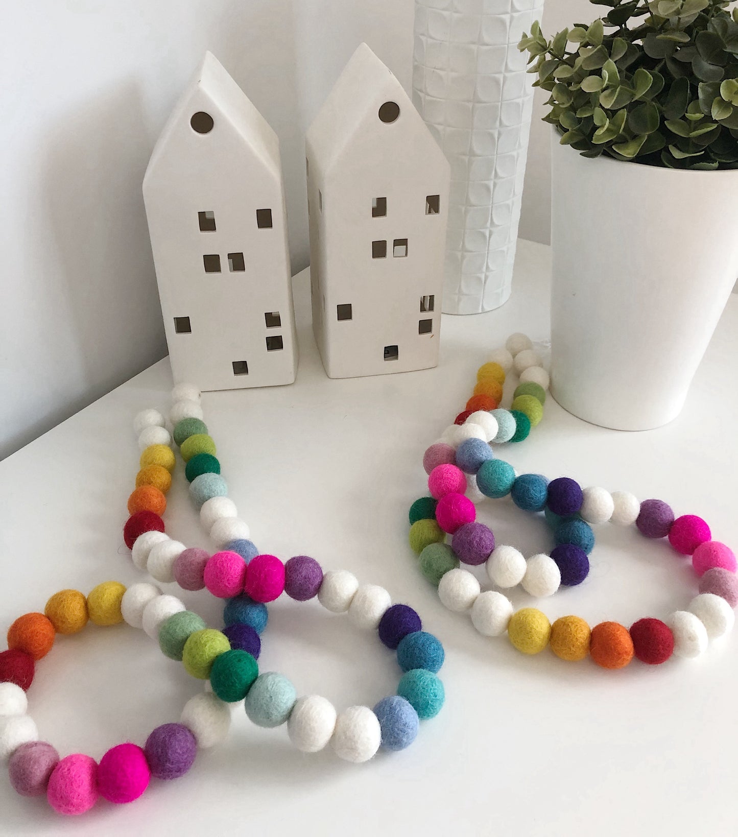Large Rainbow Pom Pom Garland