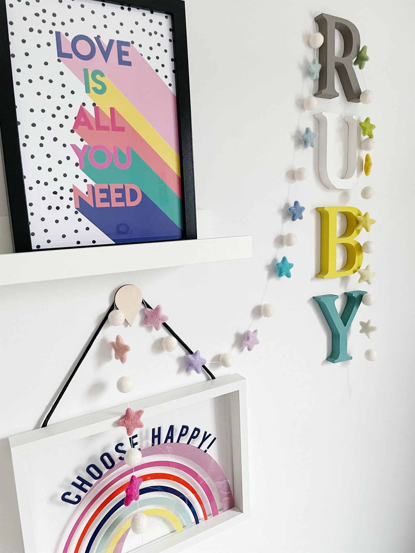 Pastel Star Pom Pom Nursery Garland