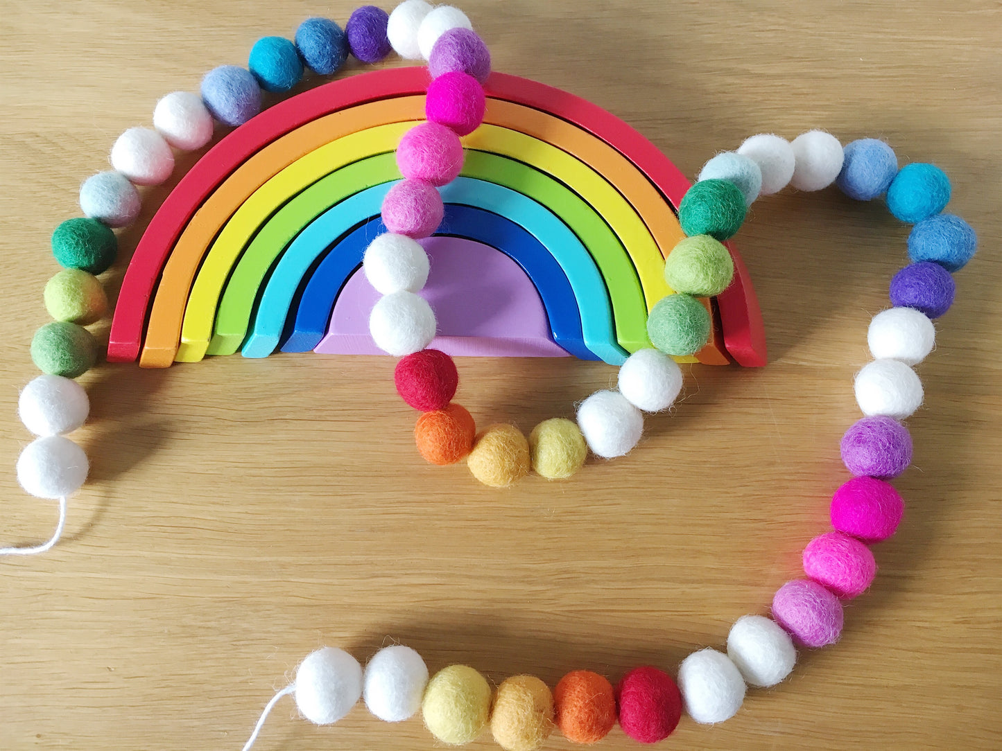Large Rainbow Pom Pom Garland