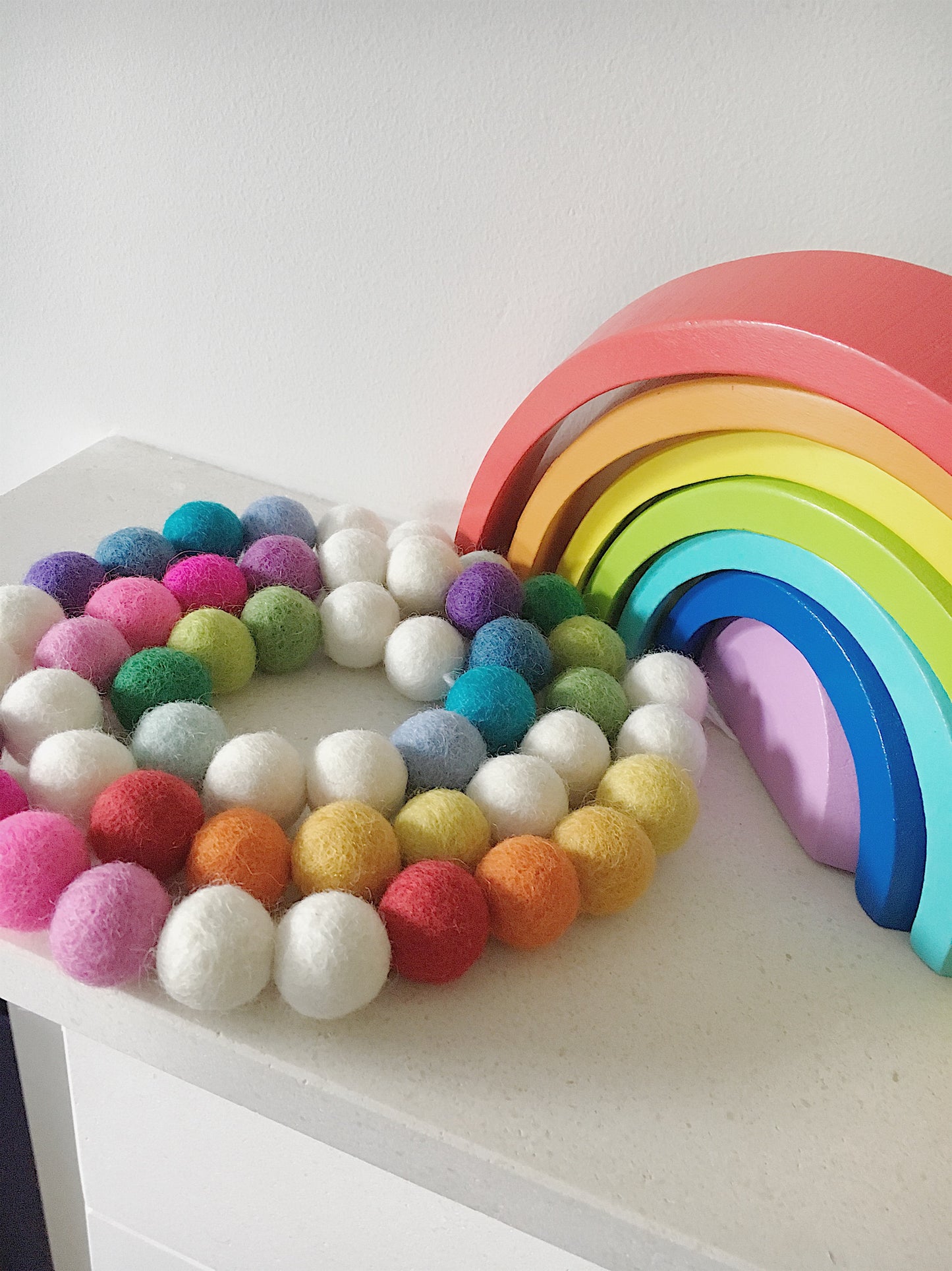 Large Rainbow Pom Pom Garland