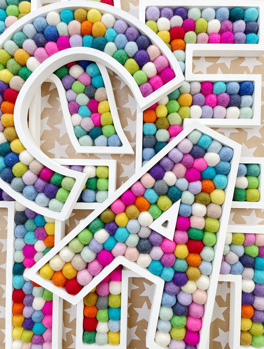 3 Rainbow Felt Ball A-Z Letters - 30cm