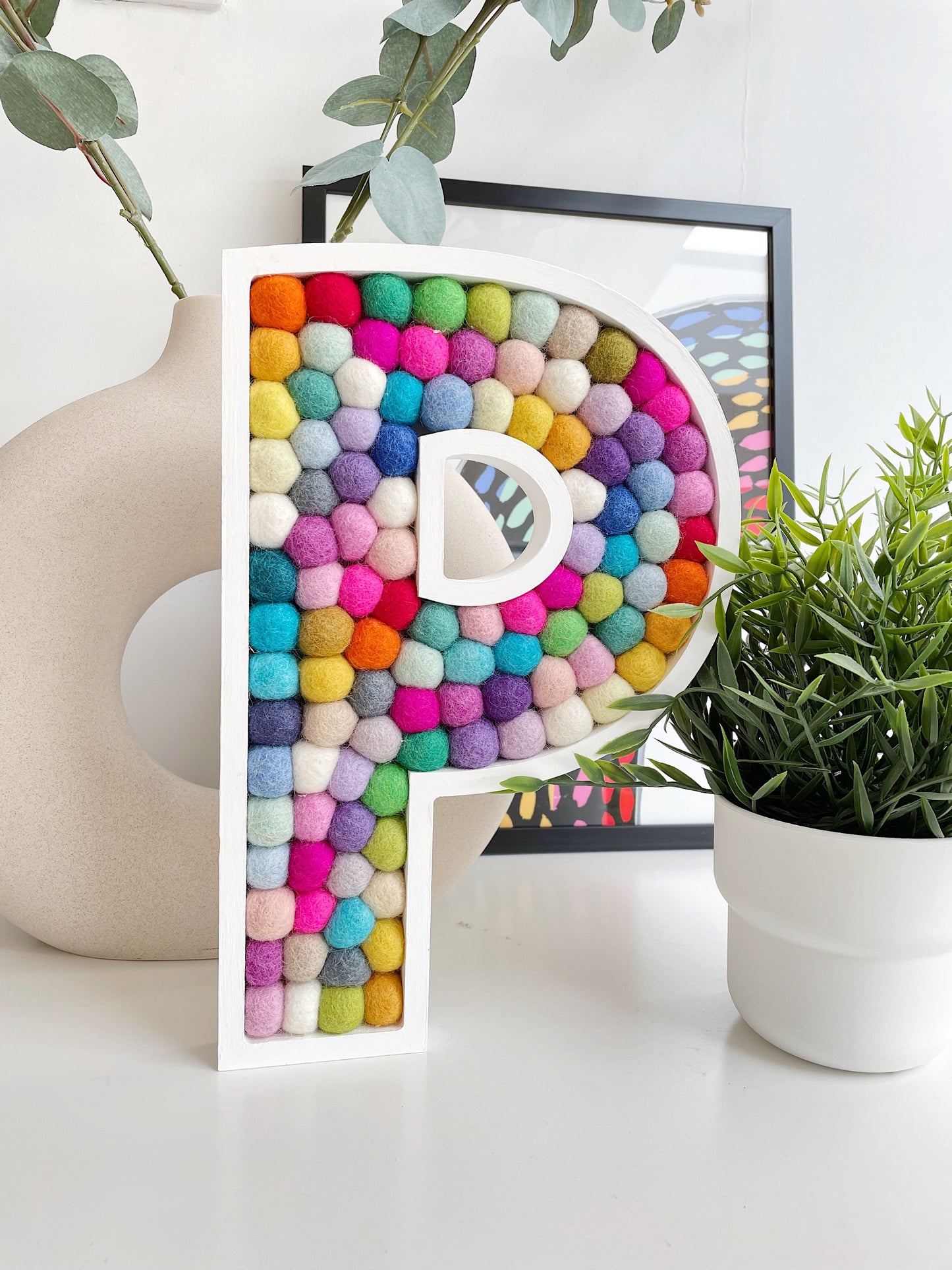 3 Rainbow Felt Ball A-Z Letters - 30cm