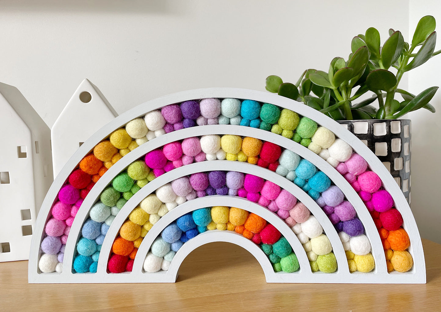 Wooden Pom Pom Rainbow - 40cm