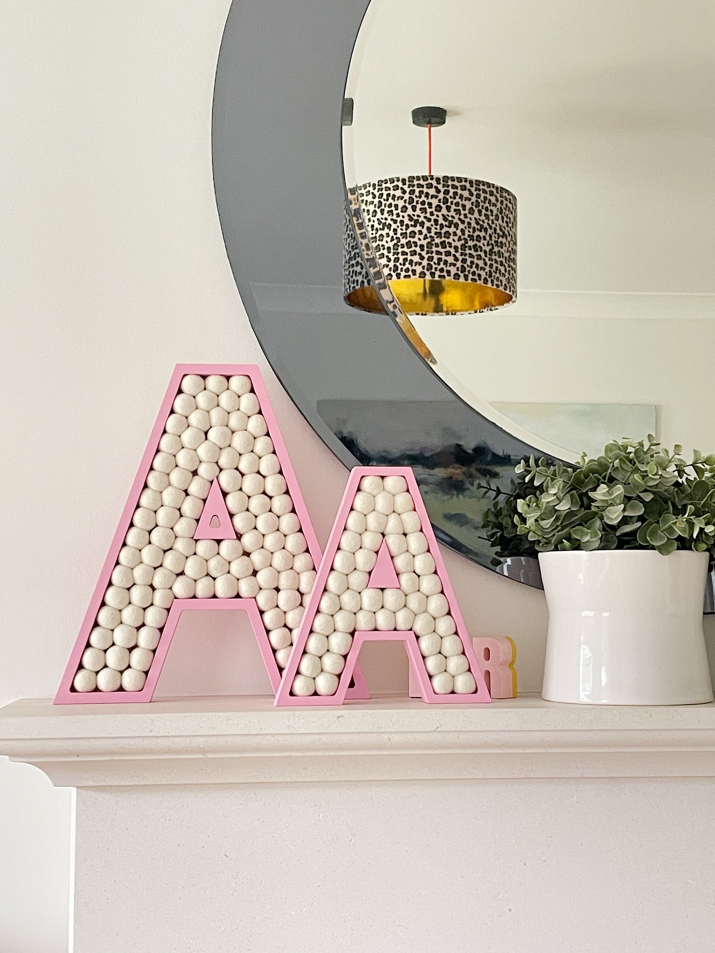 A-Z Pink Wooden Felt Ball Letter - 20cm