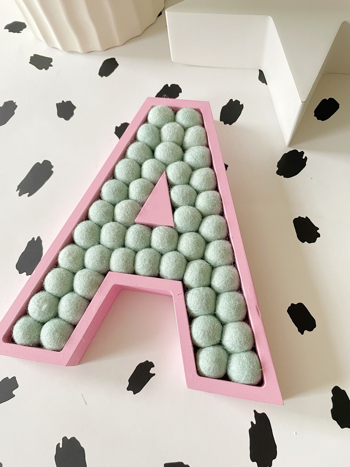 A-Z Pink Wooden Felt Ball Letter - 20cm