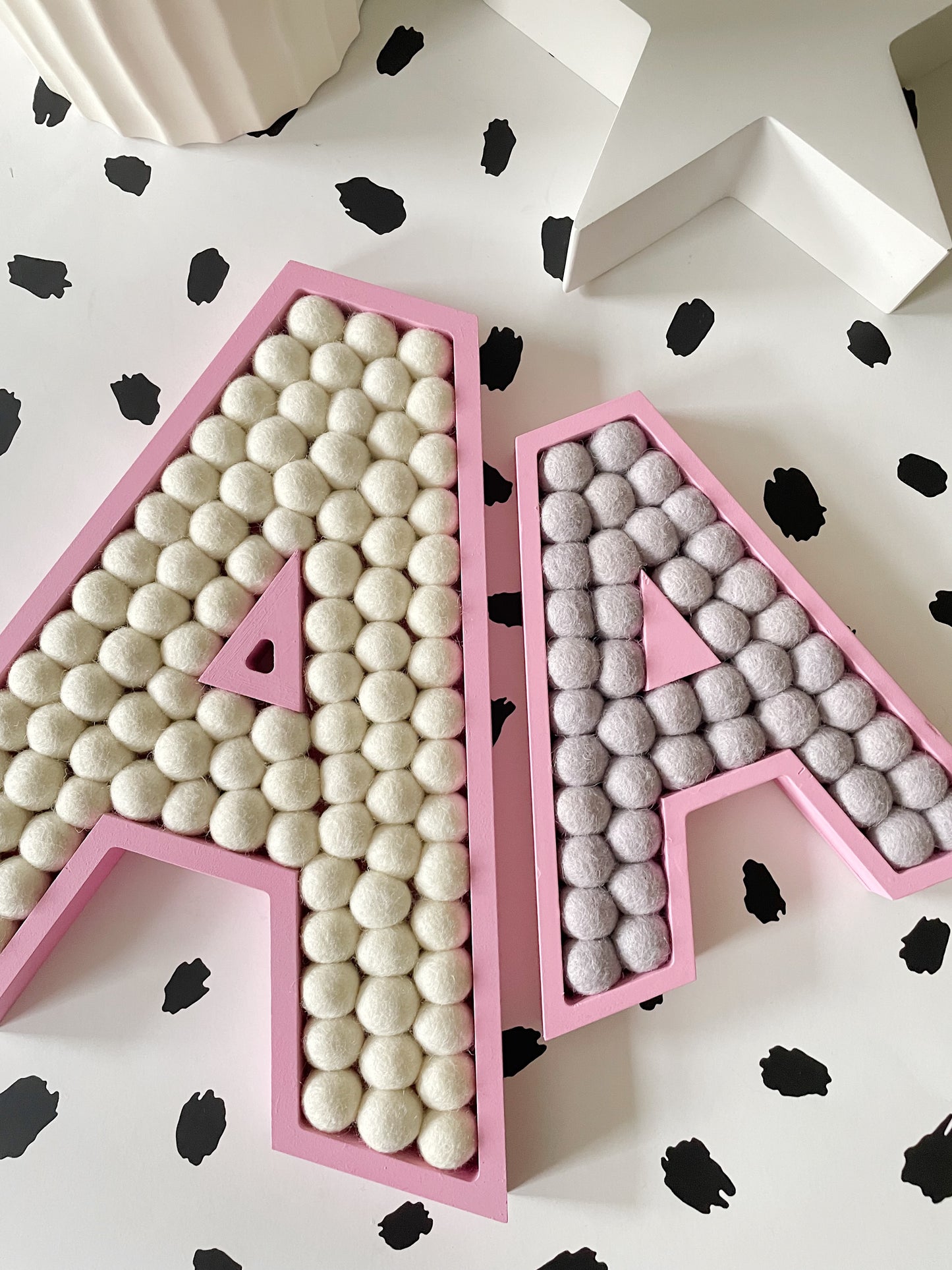 A-Z Pink Wooden Felt Ball Letter - 20cm