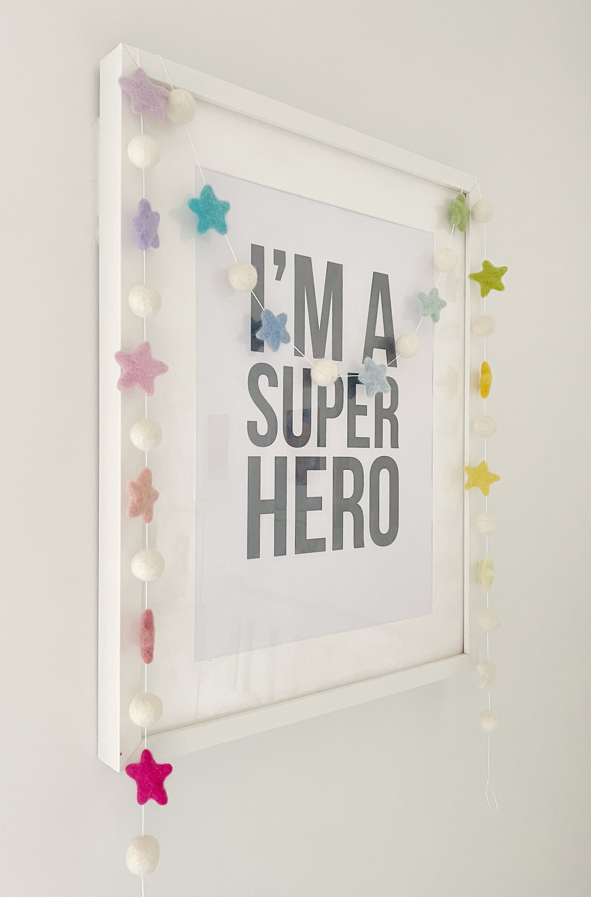 Pastel Star Pom Pom Nursery Garland