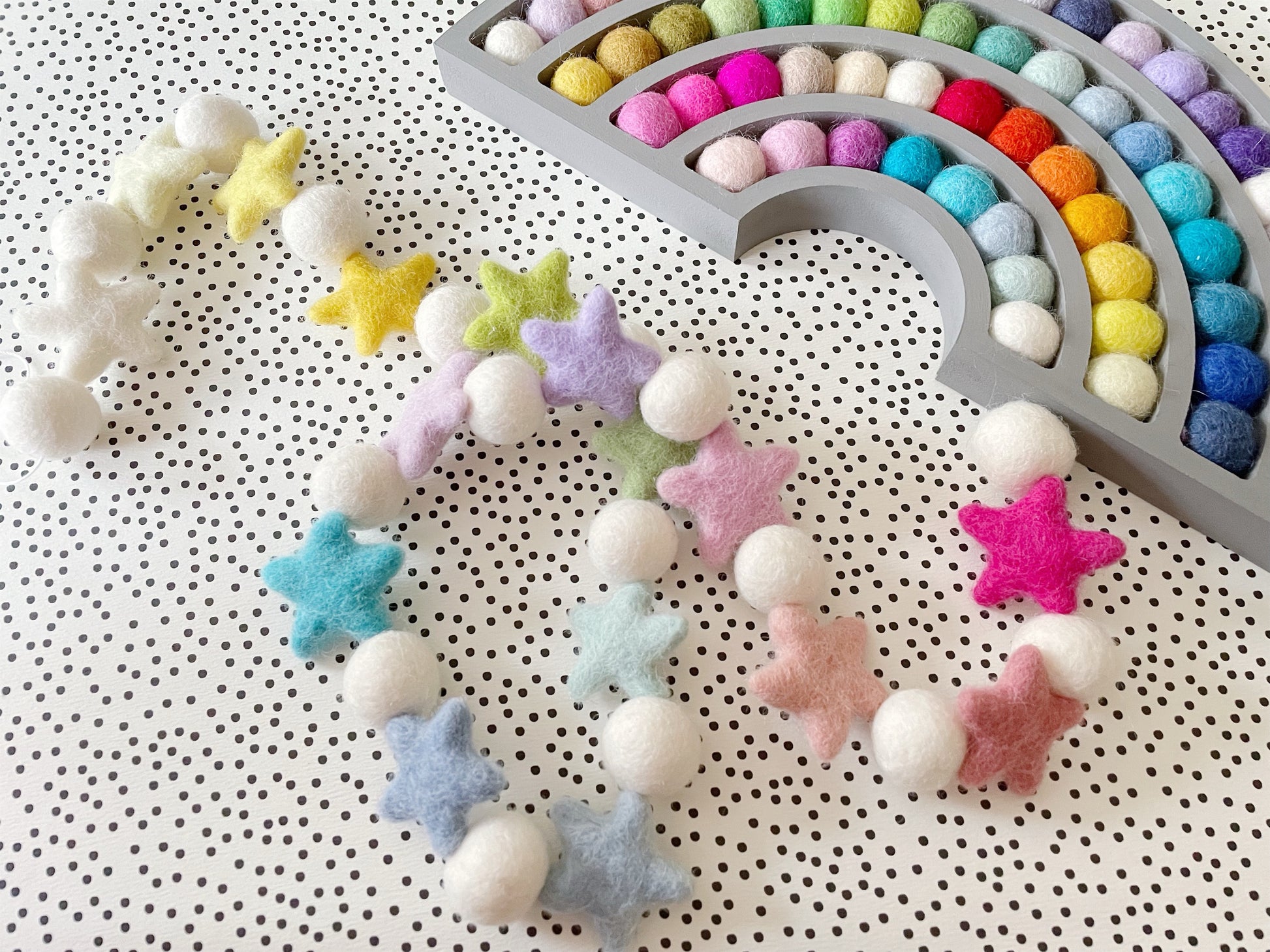 Pastel Star Pom Pom Nursery Garland